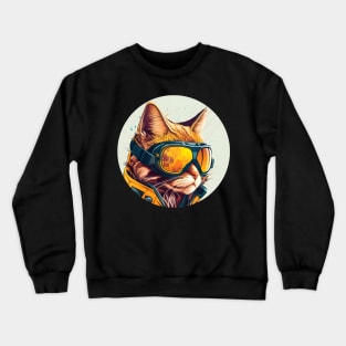 Colorful Cat - A Cat In A Ski Googles Skiing Skier Crewneck Sweatshirt